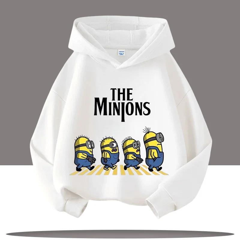 Kinder Kapuzensweatshirt für Jungen, Mädchen Freizeit-Oberteil, Der Junge aus Papas Bande, Minions Cartoon-Druck, Herbst-/Winterkleidung 150