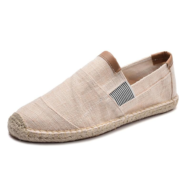 Herrenschuhe, lässig, atmungsaktiv, Segeltuchschuhe für Herren, chinesische Mode, weiche Slip-on-Espadrilles für Herren, Slipper 44 beige