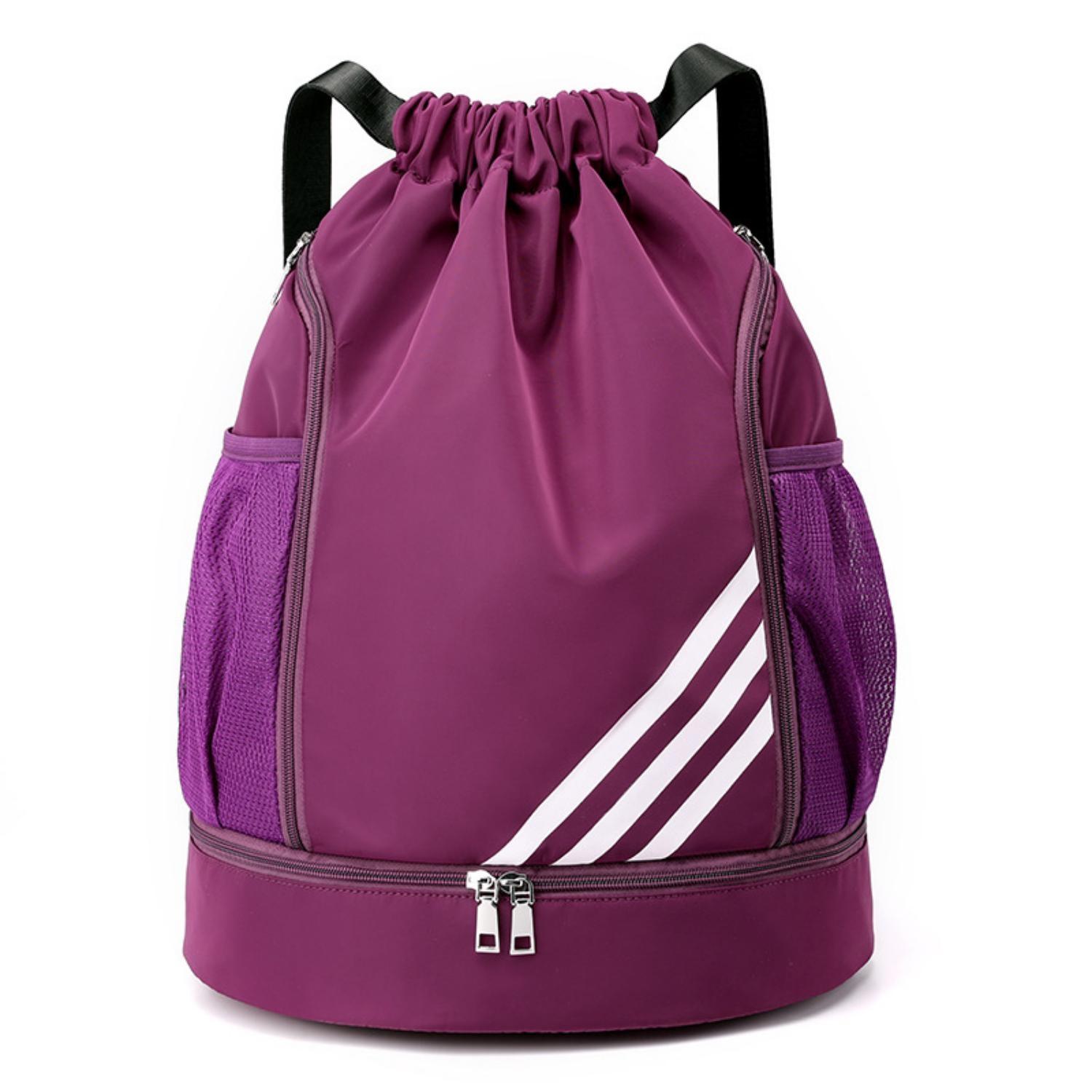 1Pcs Sport Kordelzug Band Tasche Rucksack Große Kapazität Sport Fußball Basketball Tasche Kordelzug Verschluss Design One Size violett