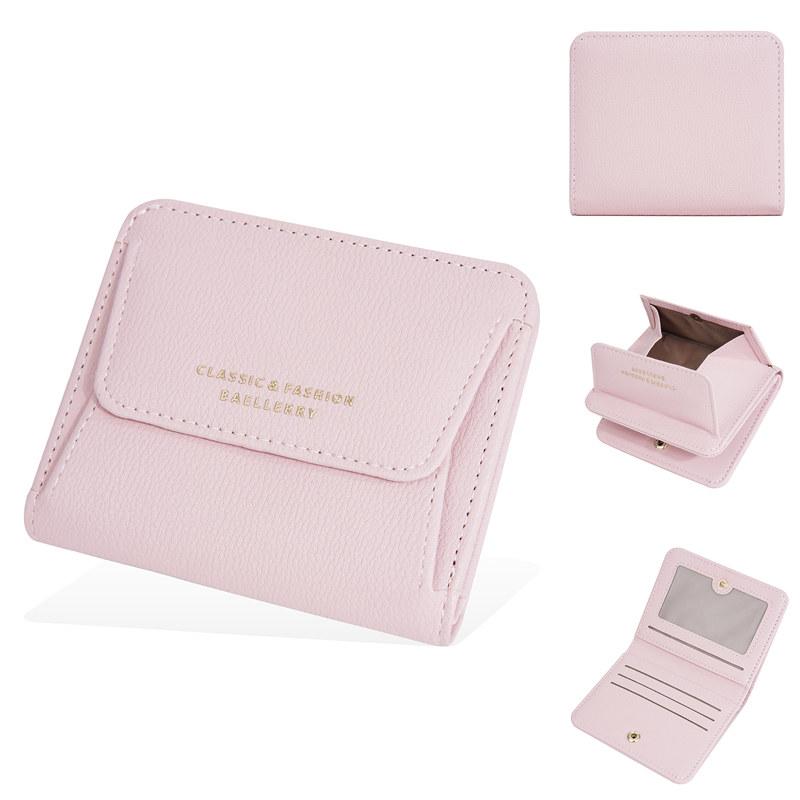 Baellerry Damen Kurze Geldbörsen mit Schnappverschluss Münzfach Damen Mode Mini-Geldbörse Geldbeutel 11cm*9cm*2cm rosa