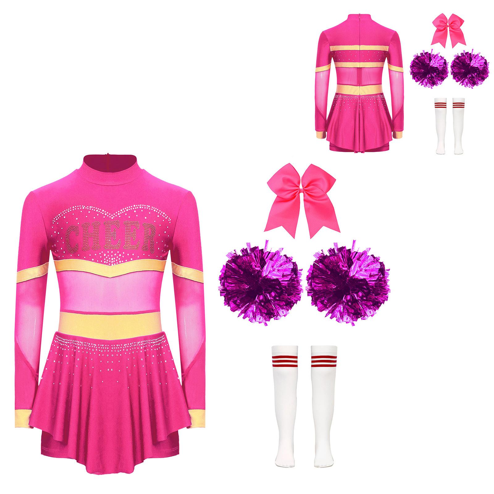 Kinder Mädchen Cheerleading Outfits Halloween Kostüm Cheerleader Cosplay Kostüm Tanzparty Tragen