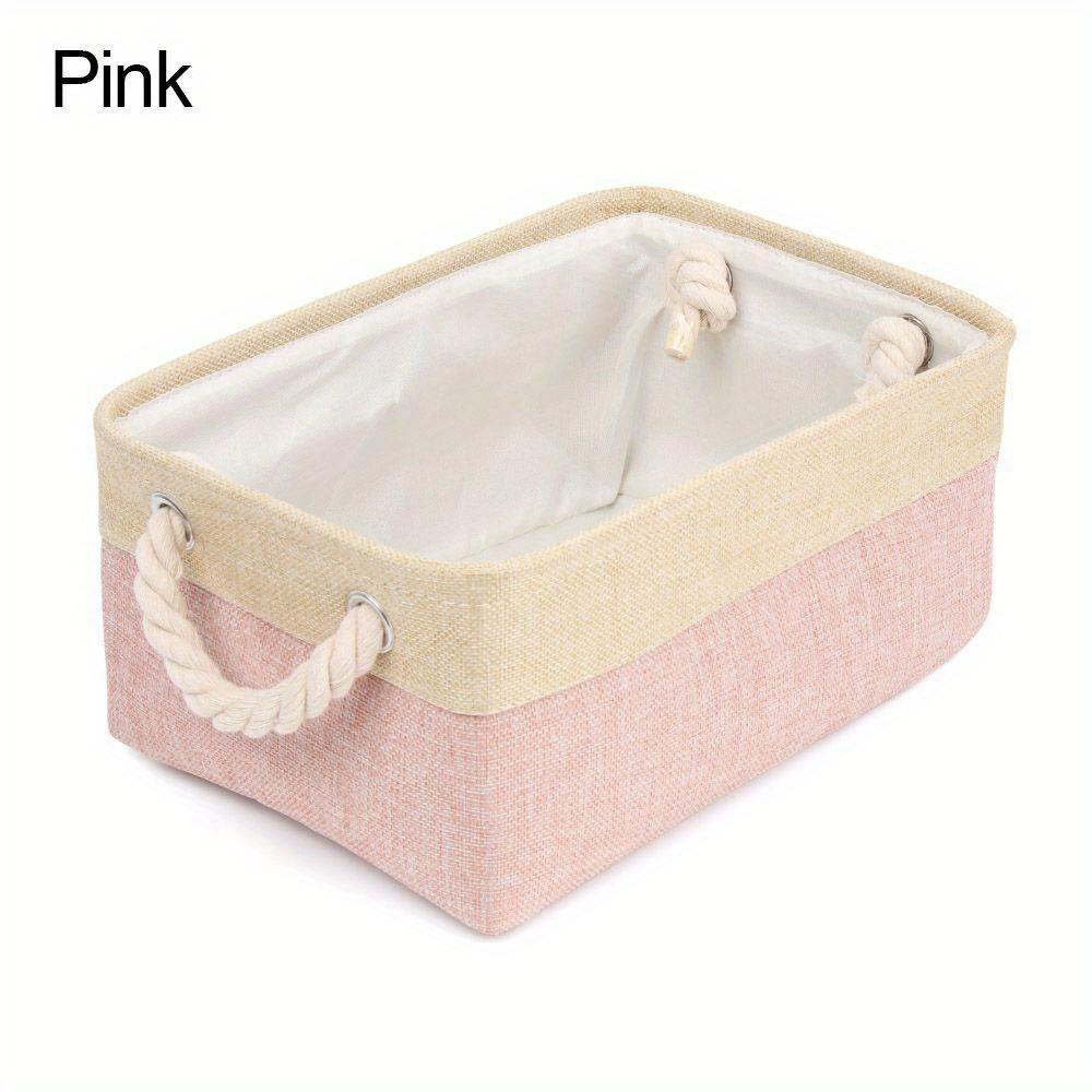 Aufbewahrungskorb Haushaltswaren Kleinkram Sortierkorb Faltbare Leinen-Organizer-Box Unterwäsche Socken Spielzeug Aufbewahrungskoffer One size rosa