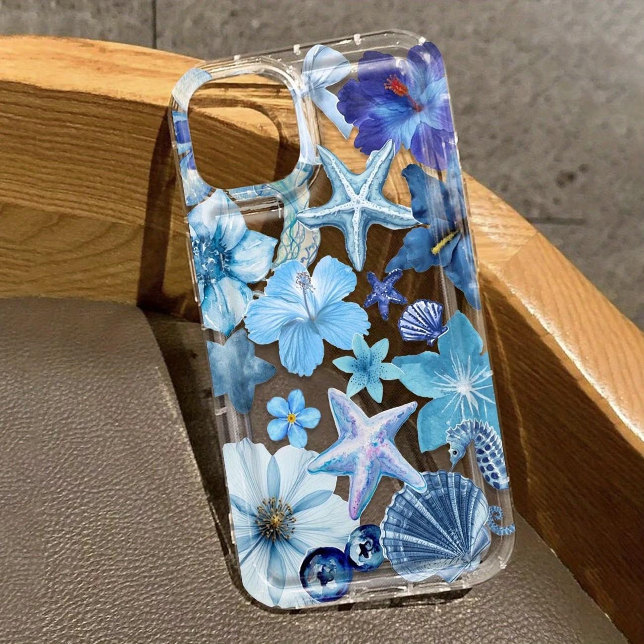 Sommer Meeresstern Blaue Blume Handyhülle für Samsung Galaxy S26 S25 S24 S23 S22 Ultra Plus S21 FE A35 A55 A34 A54 A53 Cover Galaxy S21 FE 5G