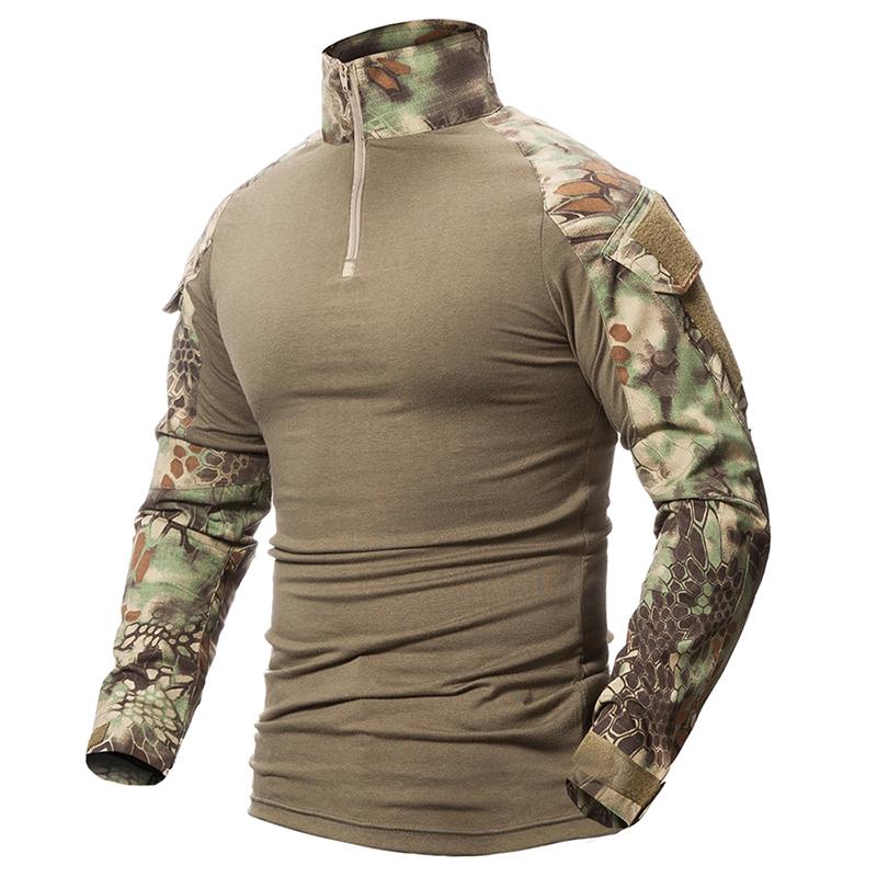 Herren Camouflage US RU Army Combat Tactical Shirt Baumwolle Camo Multicam CP Militär Langarm T-Shirt M gelb