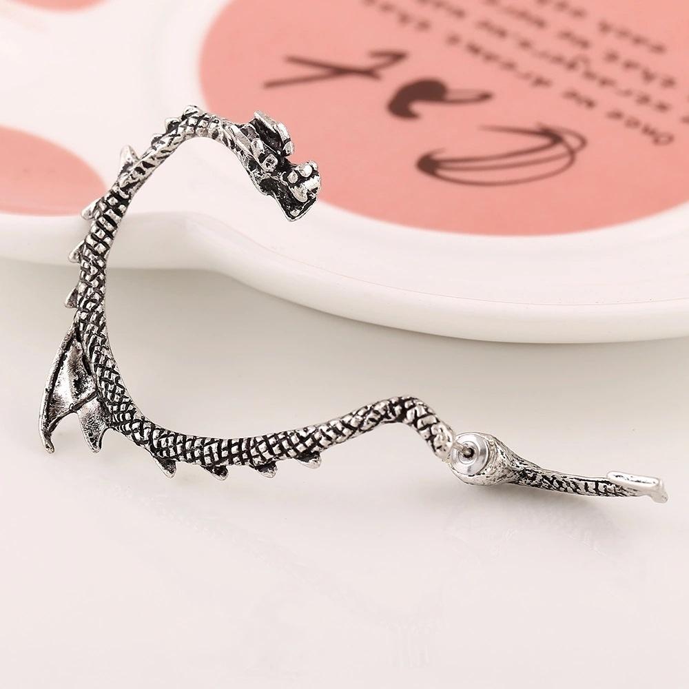 1 Stück Die neuen Ohrringe Damen Herren Punk Ohrstulpe Drachen Ohrringe Schmuck silber