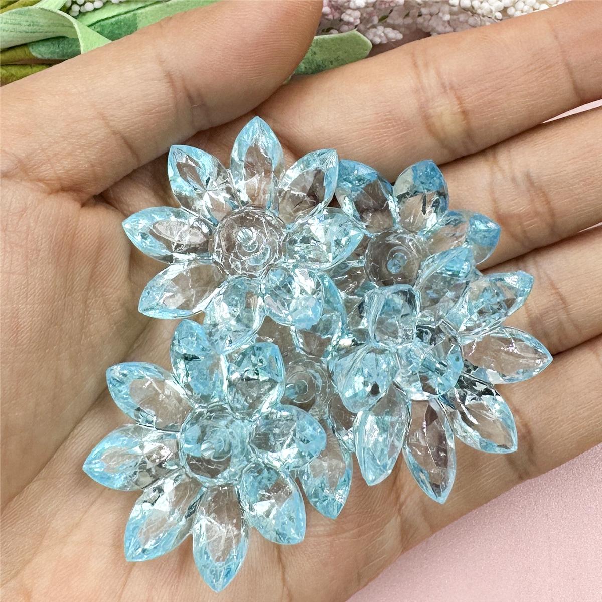 Lose Perlen Acryl Kristall Lotusblume Perlen Materialien Schmuck 5 Stück 31mm DIY Schmuck Zubehör Transparent für Armband Ohrring Herstellung blau