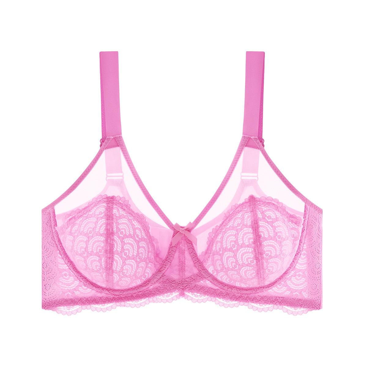 Damen Übergrößen-BHs Verstellbare BHs für große Brüste Dünne Memory-Bügel Sexy Spitzenunterwäsche 42/95C rosa