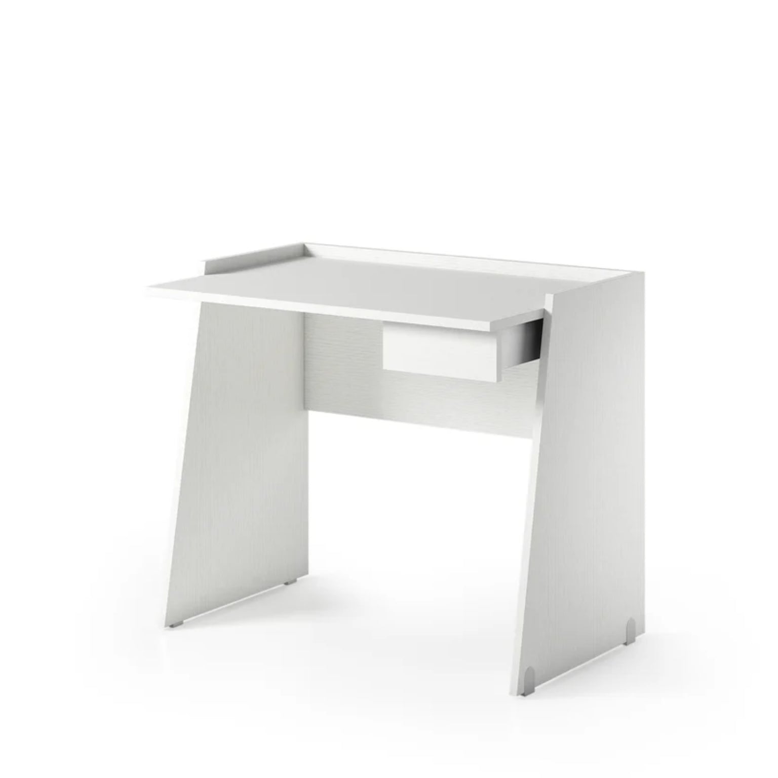 Das Weiße Stein Bureau blanc modern mit Schublade und Beton-Effekt-Platte | Computertisch Homeoffice Schreibtisch 90x60x80 cm weiß