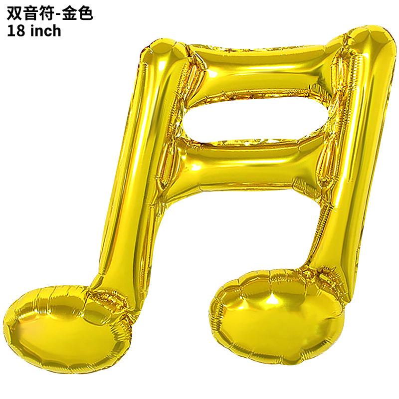 16 Punkte Doppelte Musiknote Aluminiumfolienballon Musiksymbol Musikinstrument Ballon Einzelne Musiknote Notenmodellierung Gitarre Dekorativ double music note gold