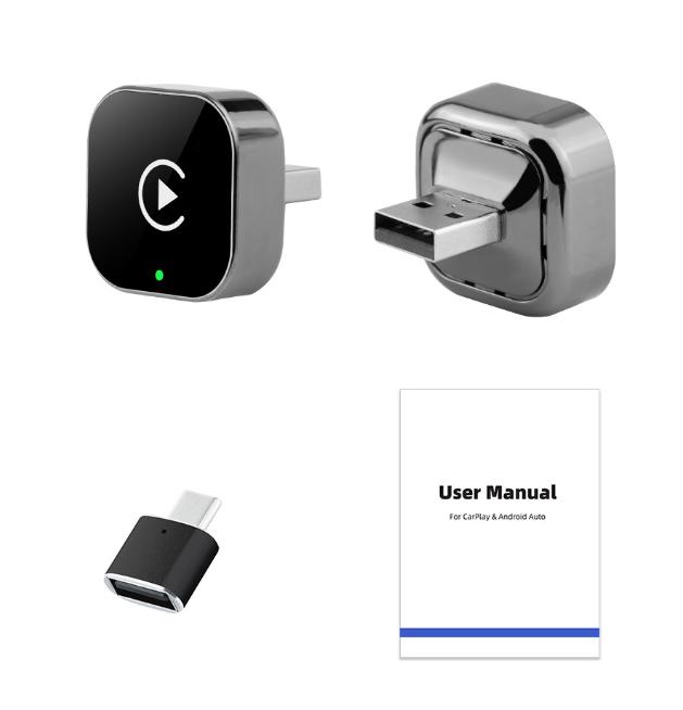 Neu mit EC14 Adapter Kabelloser CarPlay Android Auto Adapter USB Dongle Smart Mini Box Plug and Play Universell für VW Toyota Nissan Honda Ford Benz