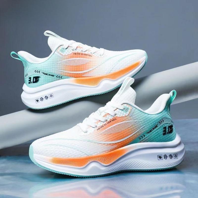 Neue ultraleichte Laufschuhe, Sportschuhe, atmungsaktive und stoßdämpfende Schuhe mit weicher Sohle für Studenten, Laufschuhe 39 orange/grün