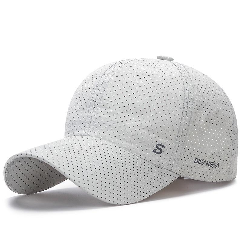 Sommer Schnelltrocknende Lauf Mesh Atmungsaktive Kappe Outdoor Männer Frauen Sport Sonnenschutz Baseball Kappe Snapback Hut Sonnenblende Hüte Fischerhut Schirmmütze hellgrau