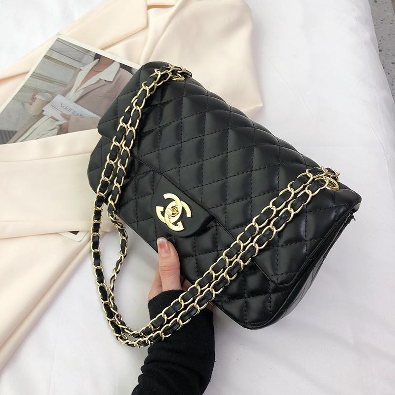 Tasche Damen neue Mode Damen Tasche Diamant-Ketten-Tasche vielseitige Damen Schulter-Umhängetasche schwarz