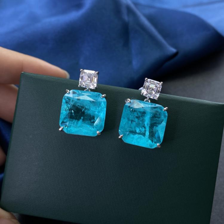 Windmädchen Ohrringe Schlichte Zurückhaltende Luxus Alleskönner Ohrringe Heiße Paraiba Ohrringe blue