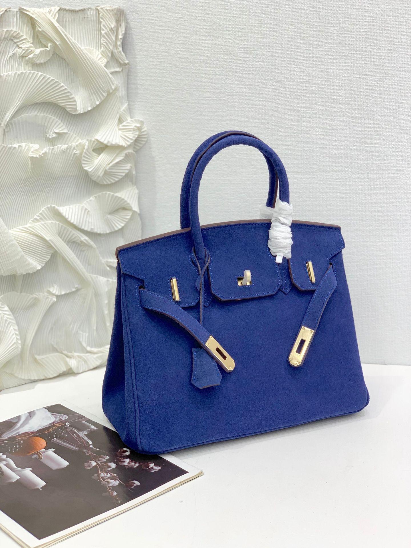 Und Platin Tasche Limited Edition Matte Leder Casual Leder Handheld frauen Tasche Mode H Tasche Mode frauen Tasche 30x16x23cm blau