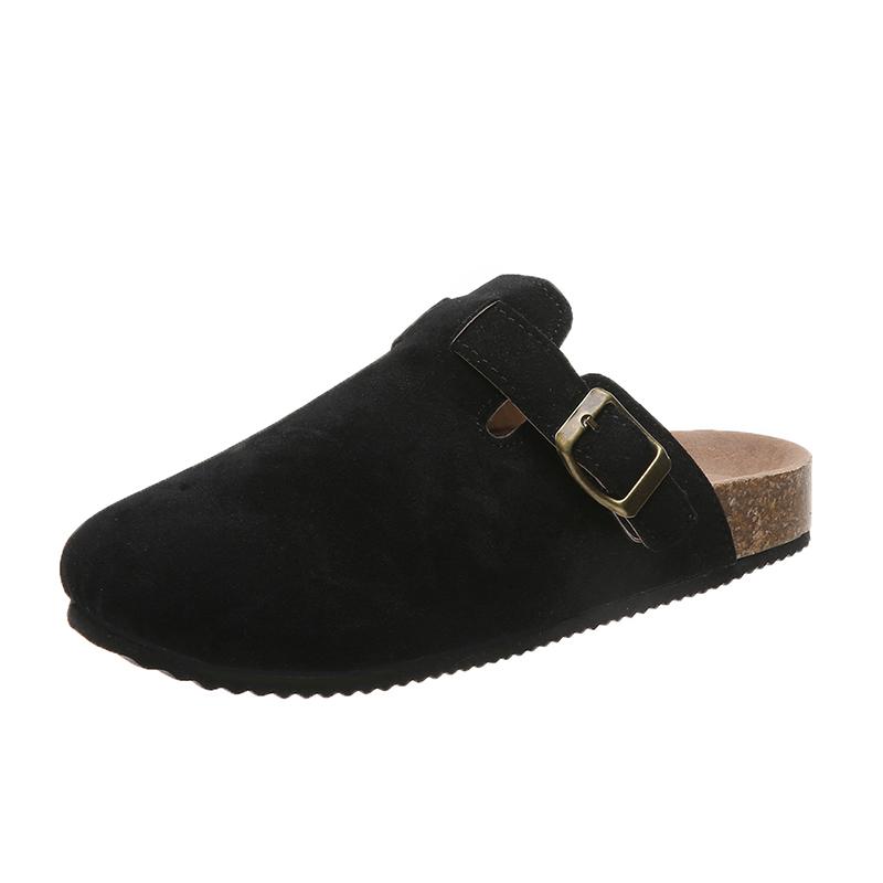 Mode Mode Boston Clogs Damen Wildleder Pantoletten Hausschuhe Korkfußbett Sandalen mit Fußgewölbestütze Outdoor-Liebhaber Strandsandalen 166 36 schwarz