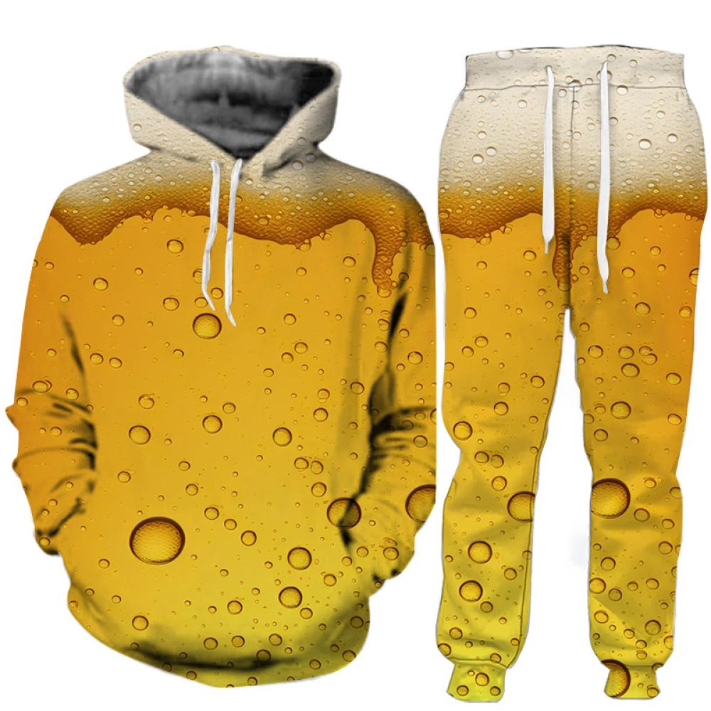 Bier Freitag 3d Druck männer Sweatshirts Anzug Casual Hoodie + Hosen 2 stücke Sets Übergroßen Trainingsanzug Frühling Herbst Mode männer Kleidung S