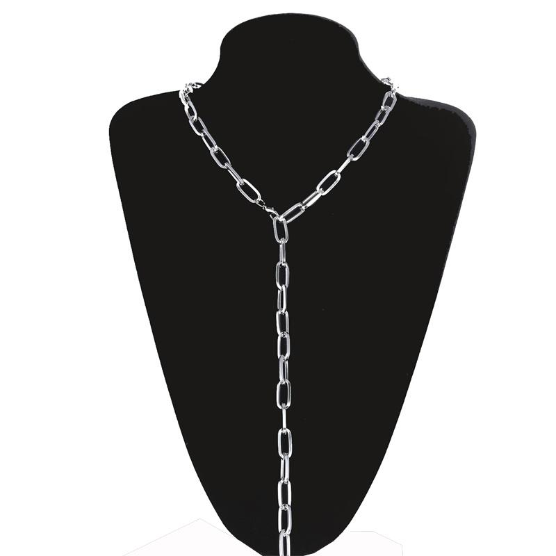 Trendige Gliederkette Halskette 2019 Mode Lange Halskette für Damen Ketten Schmuck gray