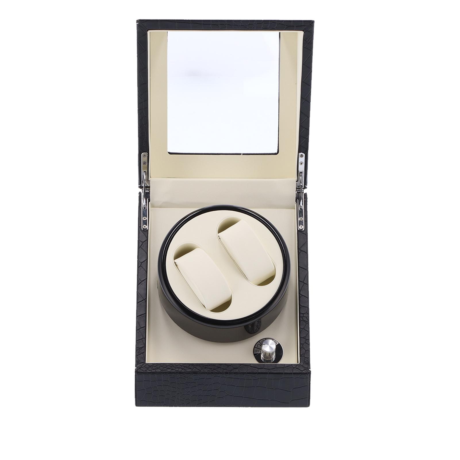Uhrenbeweger 2-Positionen Automatische Mechanische Uhr Motor Schüttler Aufbewahrungsbox 100-240VEU Stecker EU PLUG weiß