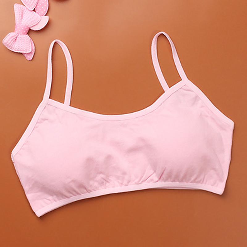 Mädchen weiche Unterwäsche Baumwolle BHs Kinder Sport Teenager Kinder einfarbige Tanktops rosa