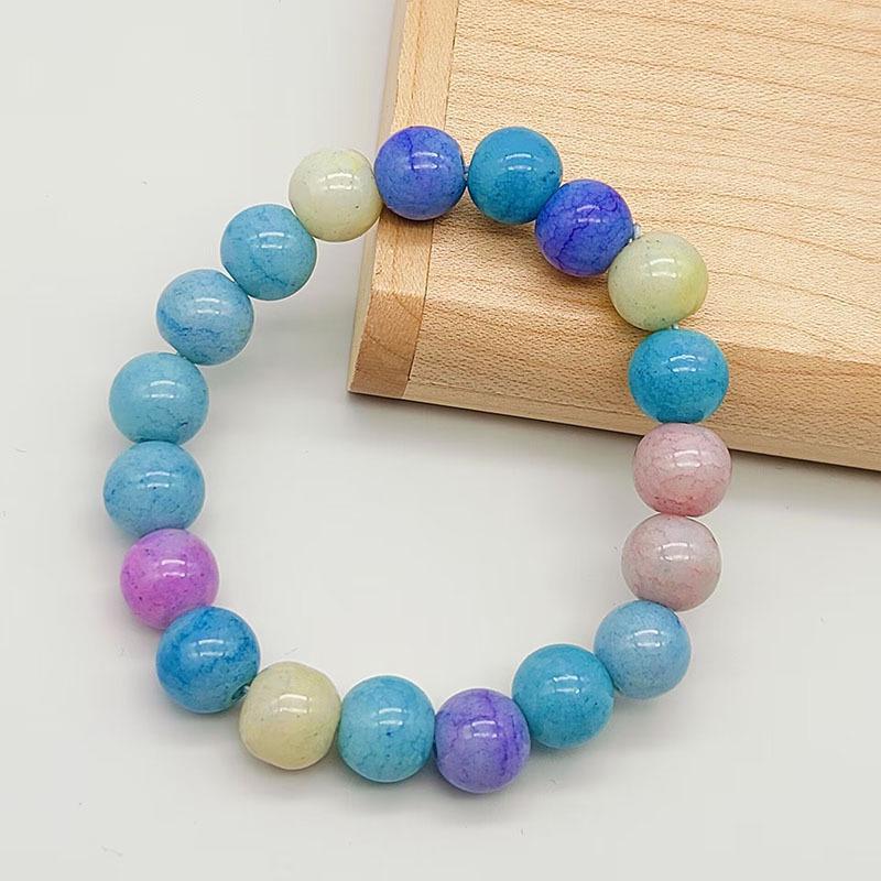 10mm Jade Magnetische Perlen Halskette & Armband Set - Siebenfarbige Macaron Süßigkeiten Schlüsselbein Kette
