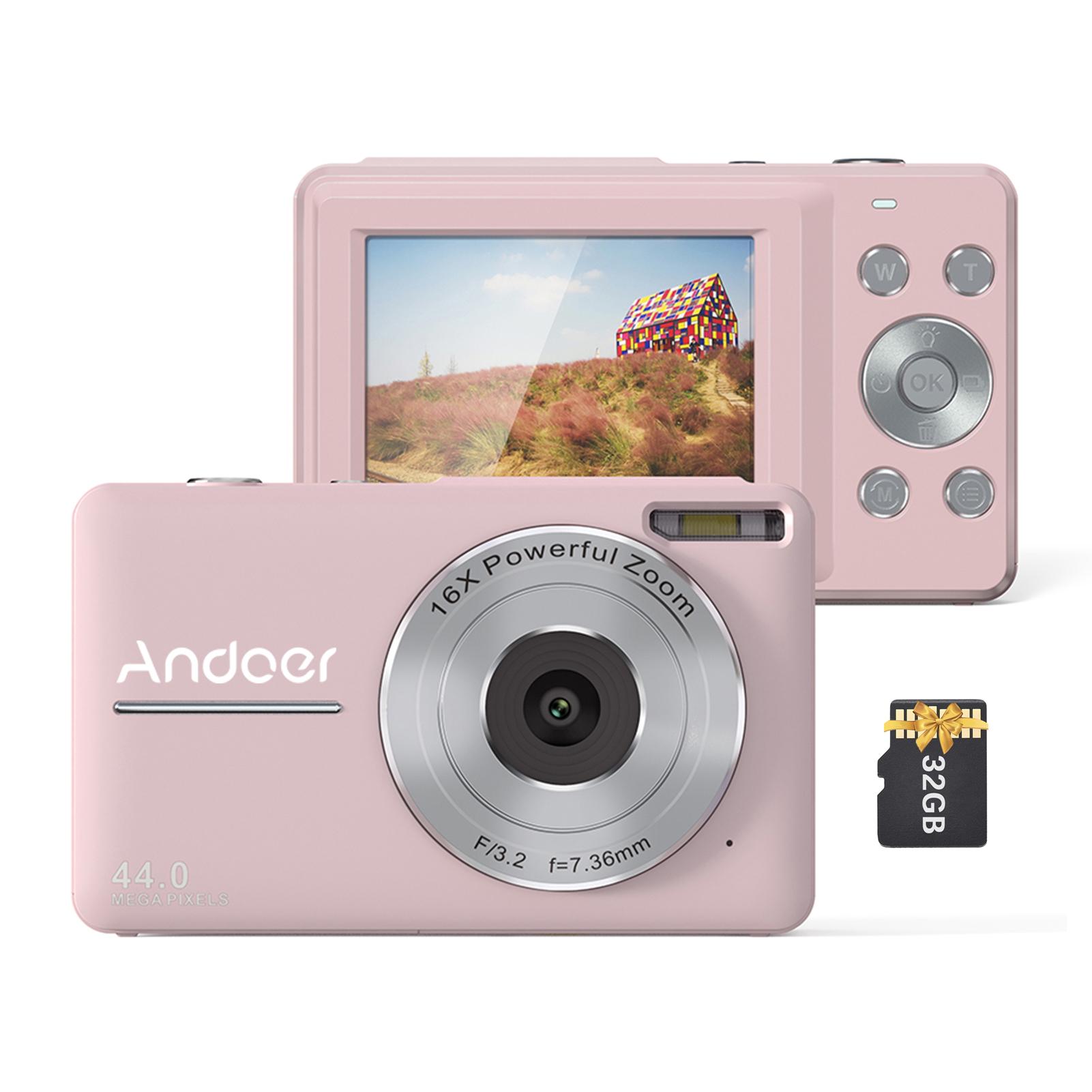 Andoer Tragbare 1080P Digitalkamera Video-Camcorder 44 MP Autofokus 2,5 IPS-Bildschirm 16X Digital rosa