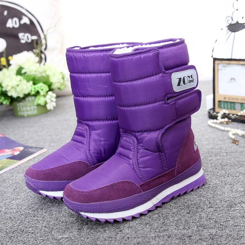 Mode Heiße Schnelle Lieferung Frauen Stiefel Mode Warme Schuhe Frau Wasserdichte Winter Stiefel Frauen Bunte Plus Samt Schnee Boot Damen schuhe 4 violett
