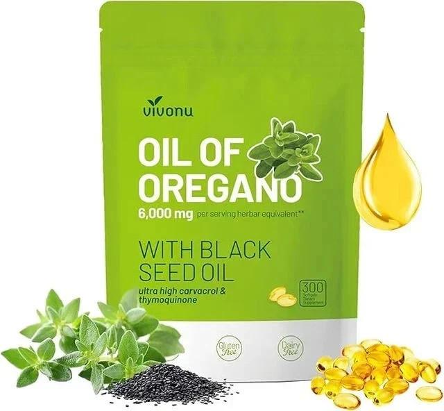 Oreganoöl 300 Kapseln mit Schwarzkümmelöl | Natürliche Antioxidantien für Fitness | Nährstoffunterstützung | Hochwirksames Botanisches Nahrungsergänzungsmittel 1 pack