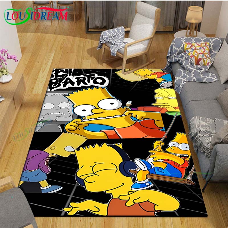 Heißer Cartoon TV-Charakter Bedruckter Teppich Außen Teppich Bereichsteppich Rutschfester Teppich Schlafzimmer Dekor Teppich für Das-A-Simpsons Zimmer Geschenk 40x 60cm black