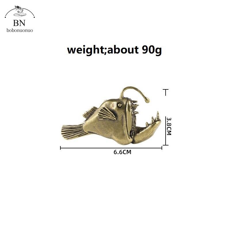 Antiker Messing Meeresangler Fische Beobachten Meerestiere Modell Goldfischglas Dekoration Actionfiguren Bildung Miniaturfiguren Junge Schüler Spielzeug beige