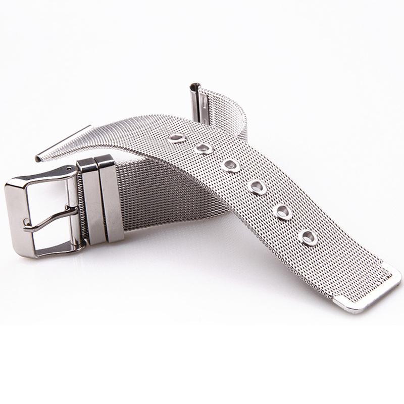 Edelstahl Mode Uhr Gürtel Writst Uhr Band Uhr Srtap Langlebig 14/16/18/20/22/24mm 22mm silber