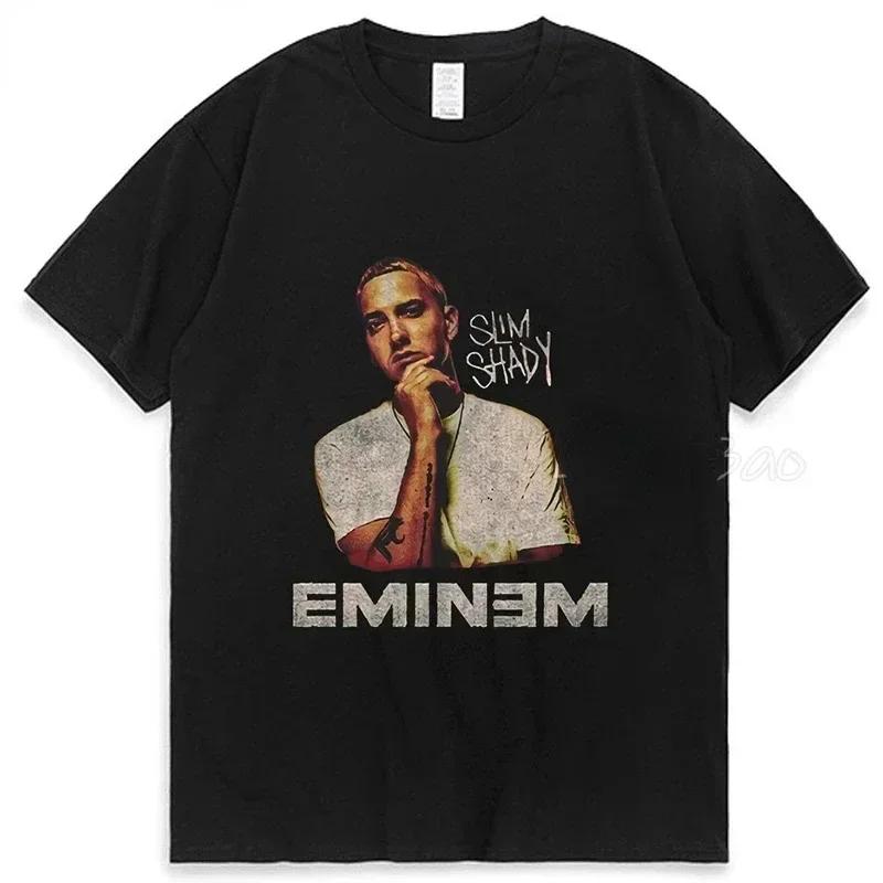 2024 Rapper Eminem T-Shirt Herren Mode T-Shirts Kinder Hip Hop Oberteile T-Shirts Damen T-Shirt Rock Camisetas Jungen T-Shirts Sommer Neu#Farbe M schwarz