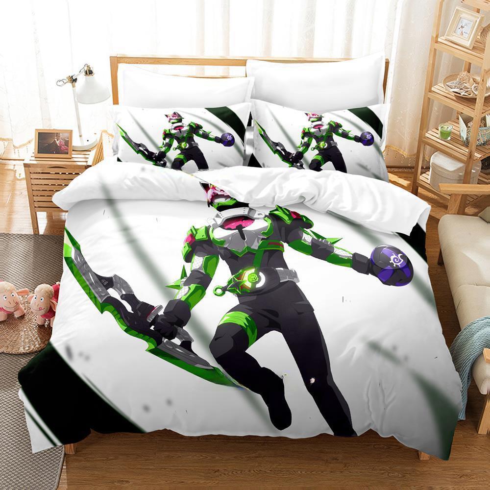 Kamen Rider Geats Bettwäsche-Set, Einzelbett, Doppelbett, Queensize-Bett, Kingsize-Bett, Schlafzimmer für Erwachsene und Kinder, Bettbezug-Set, 3D-Anime-Bettlaken-Set EU Twin 135x200cm