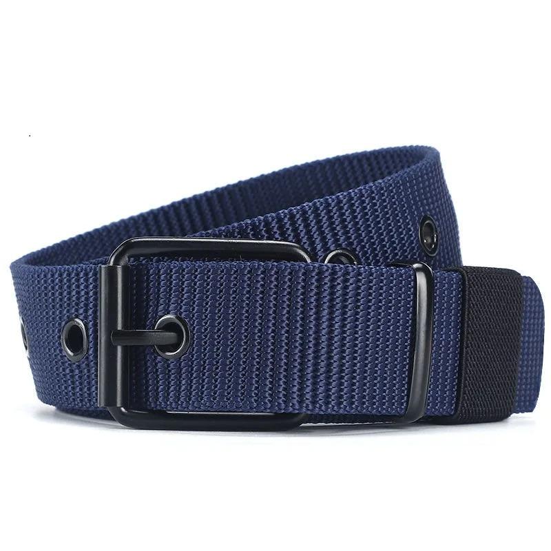 Männer Gürtel Armee Militär Leinwand Nylon Gurtband Taktische Gürtel Mode Lässig Designer Unisex Gürtel Hohe Qualität Sport Strap HB061 120CM navy blau