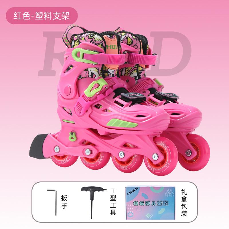 Schlittschuhe Rollschuhe Kinder Primärklasse Professionell Kunststoffhalterung Flache Blume Freizeit L (size 38-41) rot