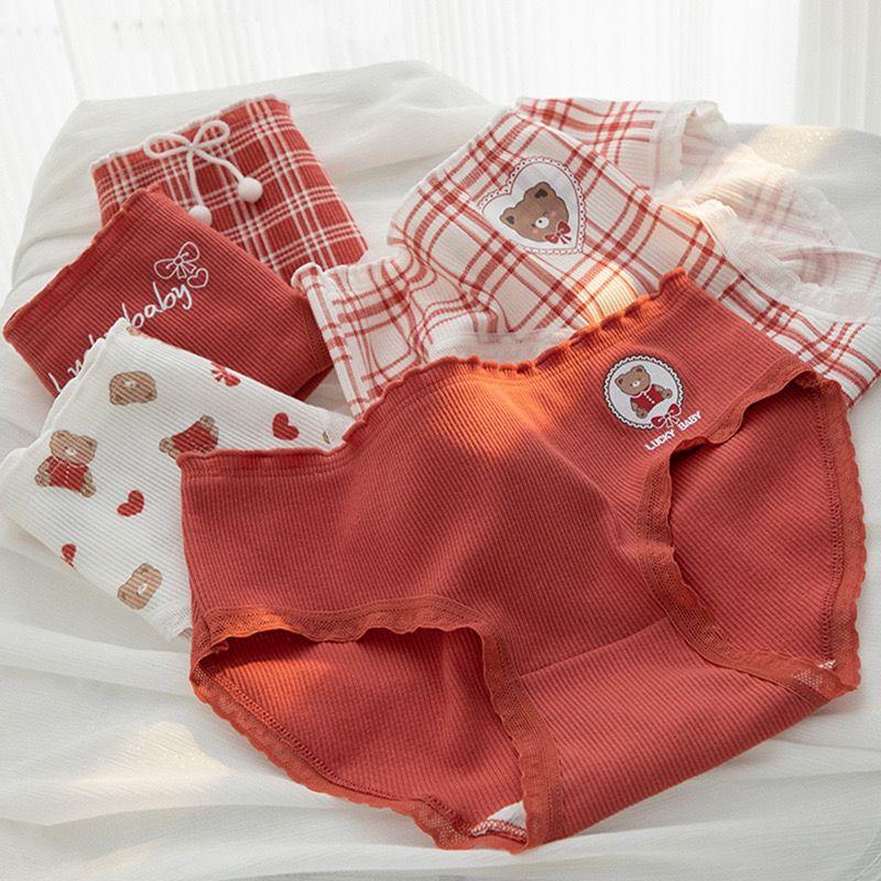 5er Pack Mädchen Baumwollunterwäsche Damen Slips Junges Mädchen Slips Einfarbige Mädchenslips One size bunt