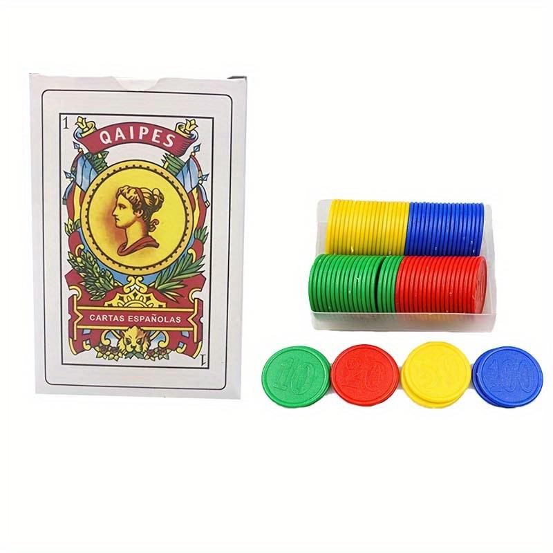 2 Stück EIN Satz Karten und EIN Satz Chips Spanien QAIPES Papier Poker 50 Große Größe 62*95cm Spielkarten EIN Satz mit 80 Stück Chips Tischspiel-Set 2pcs yellow