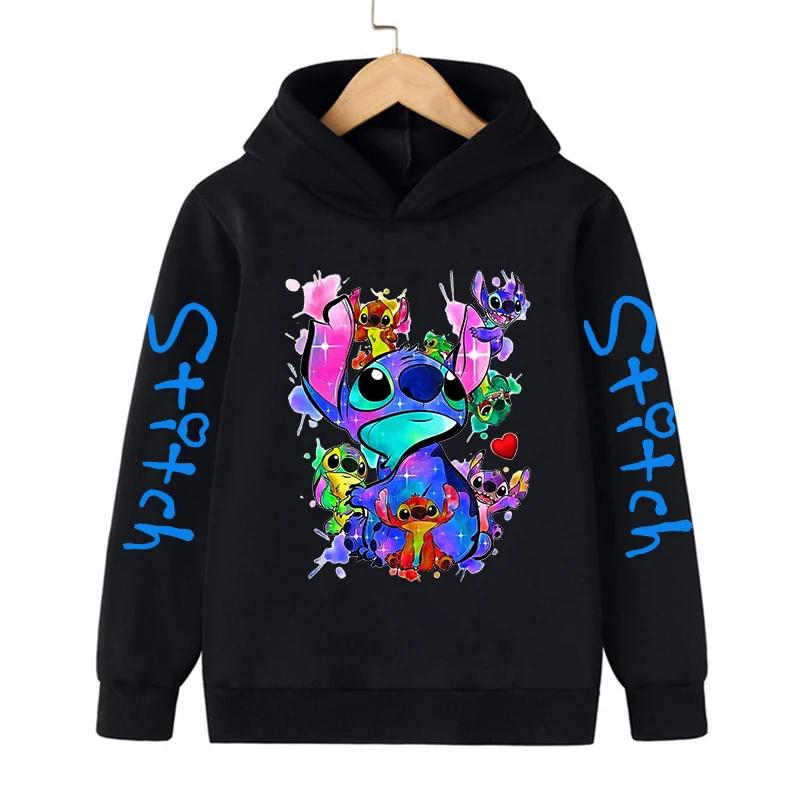 Neu im Cool Stitch Hoodie Kinder Cartoon Kleidung Mädchen Junge Lilo und Stitch Sweatshirt Manga Hoody Baby Freizeit Oberteil 120CM black