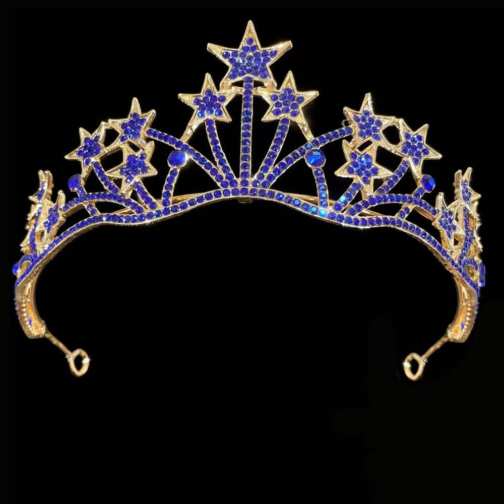 Star Braut Accessoires Dreiteiliges Set Hochzeitskrone Kopfschmuck Halskette Ohrringe Set Hochzeitskleid und Abendkleid Accessoires