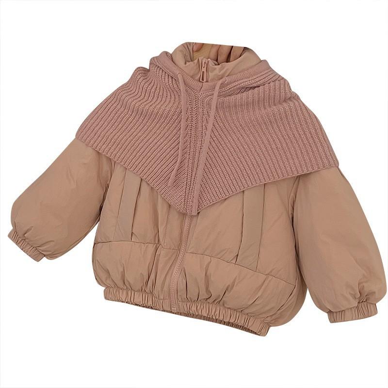 Herbst und Winter Kinder Daunenjacke koreanischen Stil kurze Herren- und Damen Kinderbekleidung Strickmütze Daunenjacke 100 rosa