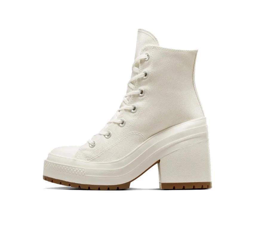 Mode Damen Plateau Sneaker Luxusmarke Damen Stiefel Mode Outdoor Skateboard Schuhe Damen High Top Canvas Sneaker Übergröße 36-42 40 weiß