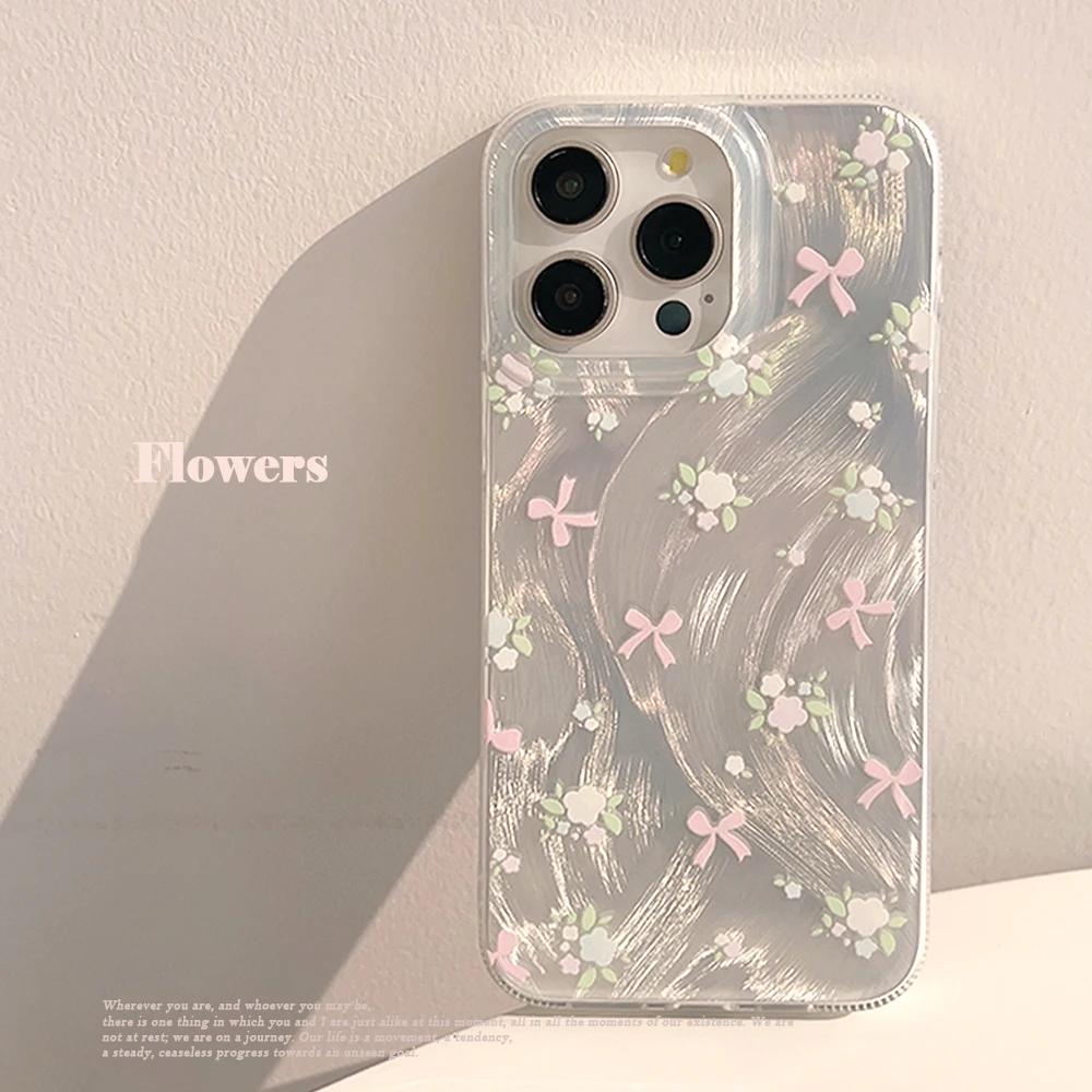 Für iPhone 16 Pro Hülle Luxus Laser Silber Schleife Hülle für iPhone 15 14 13 12 11 Pro Max 16E 7 8 16 Plus SE2 X XS XR Hülle For iPhone 16 E