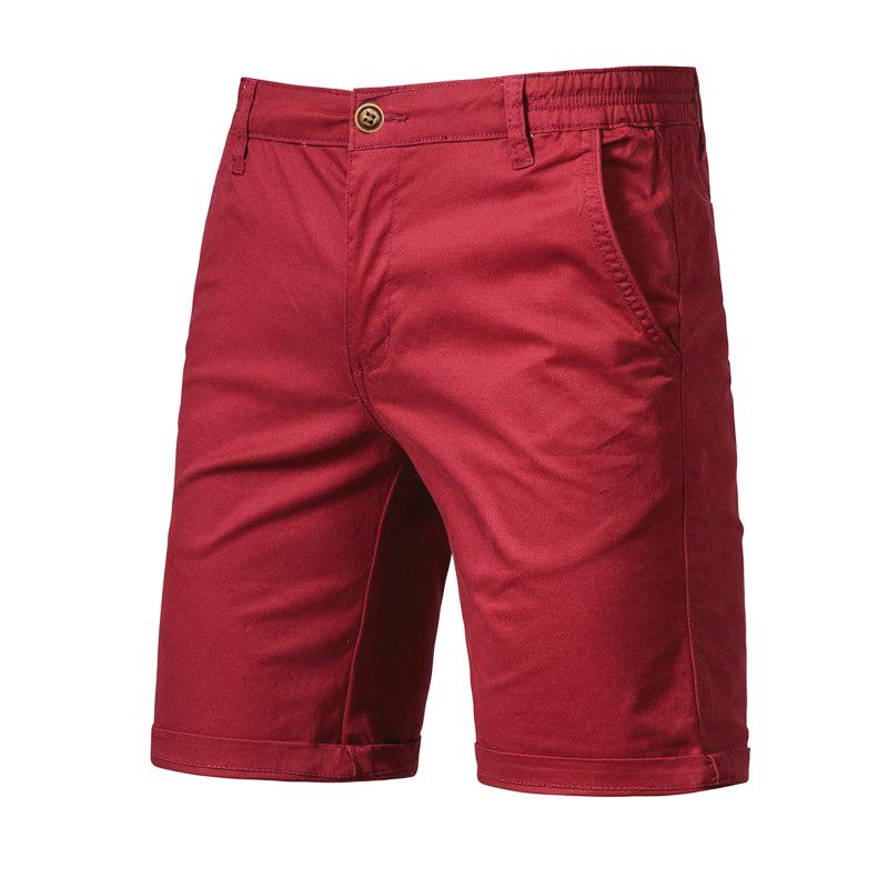 Usegiraffe Sommer-Herren-Shorts, Freizeithosen, Herren-Unterteile, bequeme Baumwolle, hochwertige Herren-Hosen, schlichte Business-Mode, schlank 34 wein rot