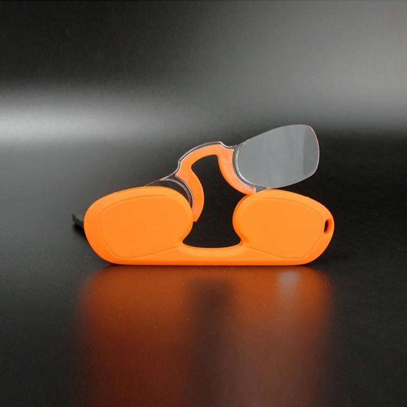 Dünne Lesebrille Ultra Brille Nasenauflage Kneifende Lesebrille Universelles Pod-Etui 3 orange