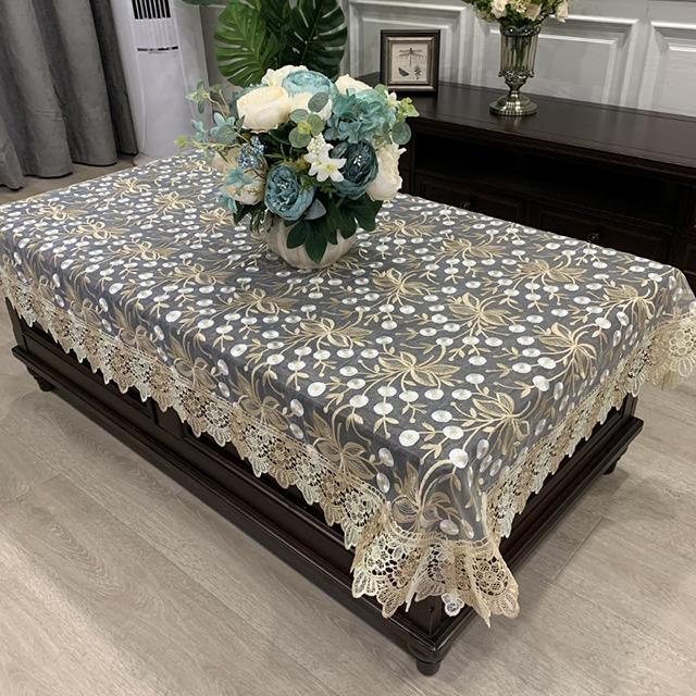 Rechteckige Tischdecke, luxuriöse Stickerei-Spitze-Tischdecke, Blume, elegante, ausgehöhlte Tischdecke, Handtücher, Esstisch-Dekoration 85X150cm