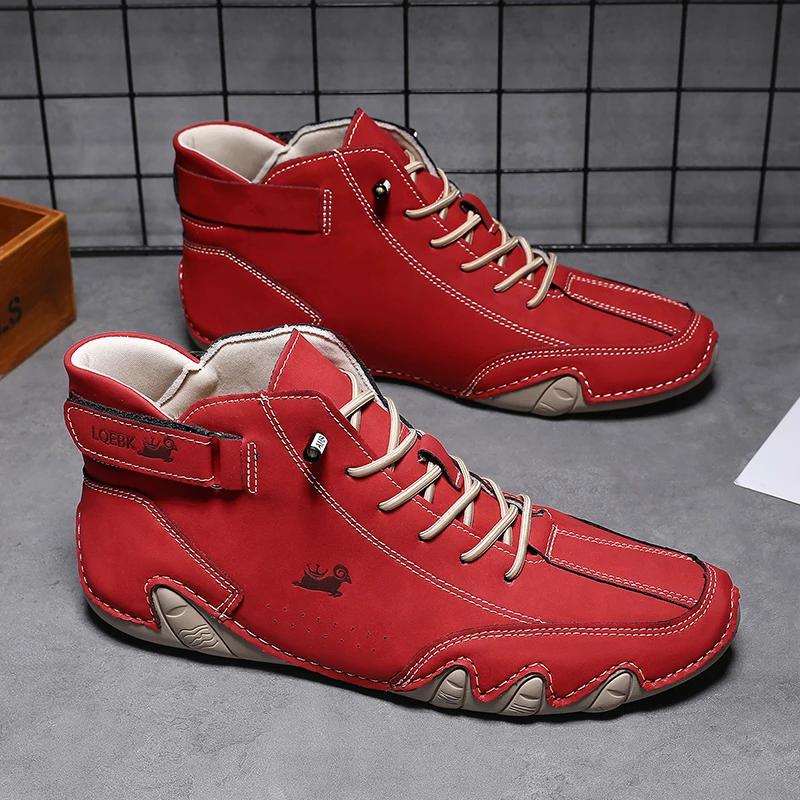 Herrenstiefel Neue Mode Luxus Arbeitsstiefel Outdoor Plateau Niedrig geschnitten Herren Bequeme Sneaker Lässig Original Herren Sneaker Angebote 44 rot
