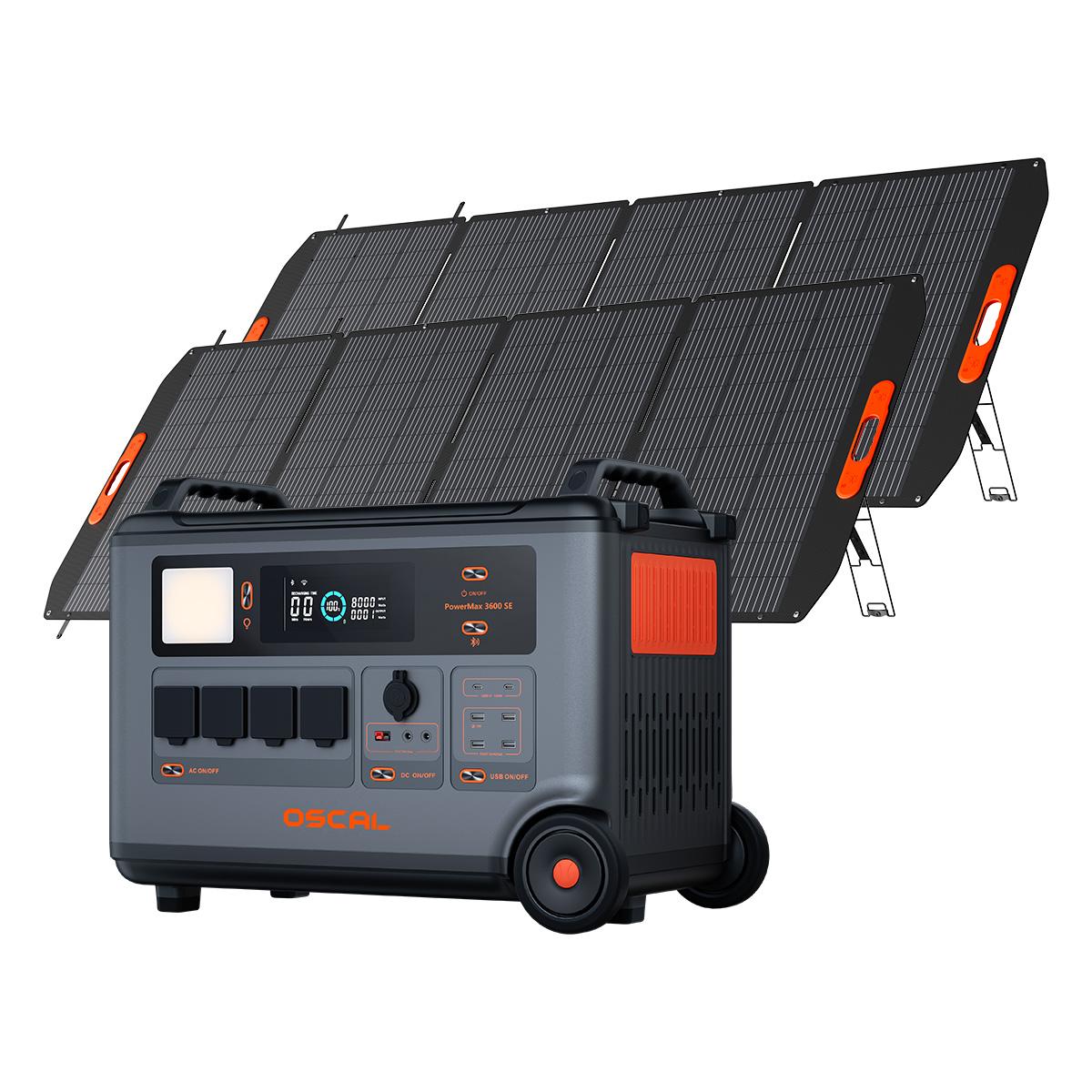 OSCAL PowerMax 3600SE Powerstation 3600Wh LiFePO4 7200W Spitze Smart 2*PM400Plus schwarz
