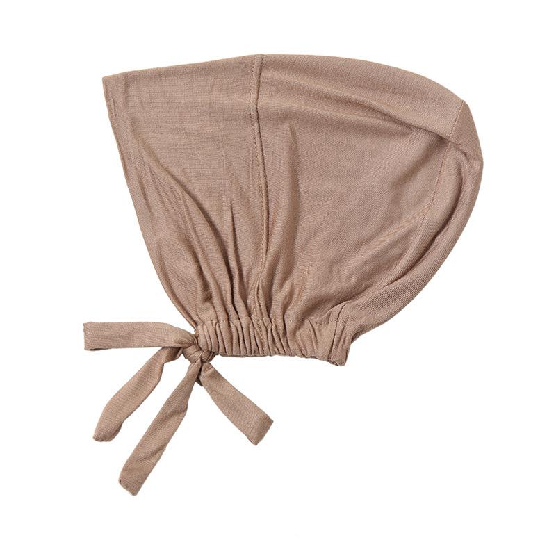 Modalisierte Baumwolle Mercerisiert Elastischer Kordelzug Basecap Einfarbig Damen Hijab helle khaki