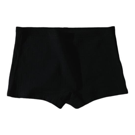 Damen Unterhosen Nahtlose Mittlere Taille Baumwolle Einfarbig Dehnbare Boxershorts Anti-Exposition Feuchtigkeitstransportierend M schwarz