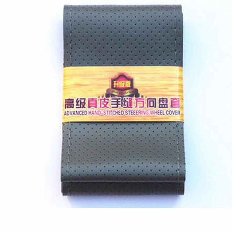 DIY Echtes Rindsleder Auto Geflecht Leder Lenkrad Abdeckung Volle Loch 36 38 40CM 36 graue